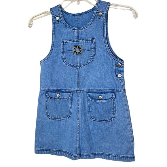 Oshkosh Blues Girls Size 6 Bib Overall Blue Denim Dress Adjustable Straps EUC - Picture 1 of 8